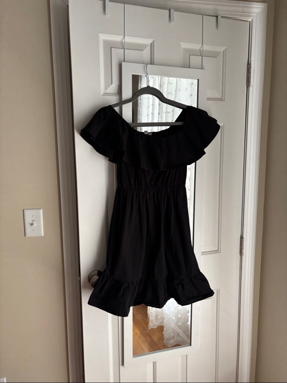 ASOS Women’s Black Off-Shoulder Ruffle Dress